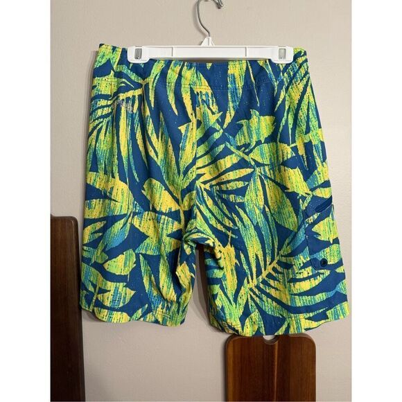 Columbia PFG Mens Blue Yellow Tropical Print Swim Trunks Size 32 - Picture 2 of 5